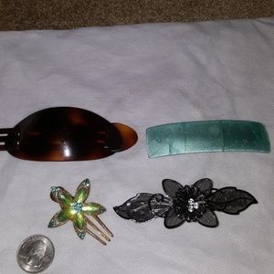 4 Hair barrettes hair clip rhinestone bundle